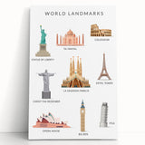 World Landmarks Educational Wall Art - Kids' Learning Poster