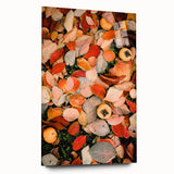 Large abstract wall art depicting autumnal colors on acrylic glass, suitable for bedroom or dining room decor.
