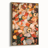 Framed canvas wall art featuring a vintage-style landscape painting with autumnal tones, ideal for bedroom ambiance.