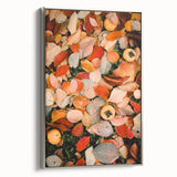 Framed canvas featuring a vintage-style landscape art painting with autumnal colors and black accents.