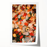 Extra large rolled print of fall-themed floral art in warm orange and red tones, suitable for dining room or bathroom.