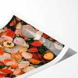 Extra large wall art featuring line art flowers in autumn colors on rolled print, ideal for large living room decor.