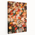 Autumn-themed abstract painting on stretched canvas featuring warm orange and brown tones, suitable for kitchen wall art.