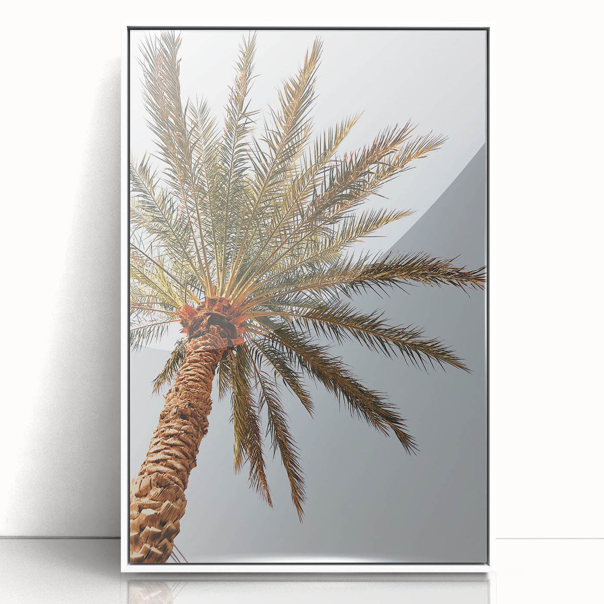 Art deco poster featuring a stylized summer scene in vibrant colors on white framed acrylic, ideal for nursery wall art.