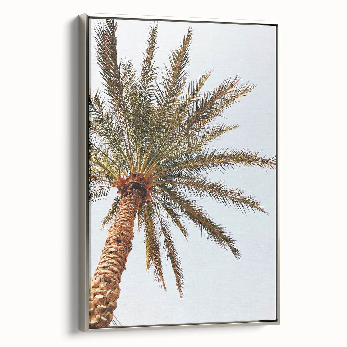 Landscape art painting of summer season on framed canvas with silver side, featuring vibrant green and blue tones.