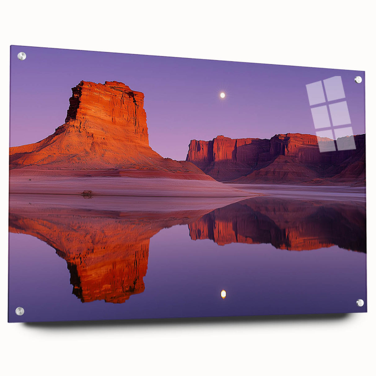Acrylic landscape artwork depicting majestic cliffs, presented from a side view with decorative pins. The vibrant colors and intricate details capture the essence of nature, enhancing any space with its scenic beauty.