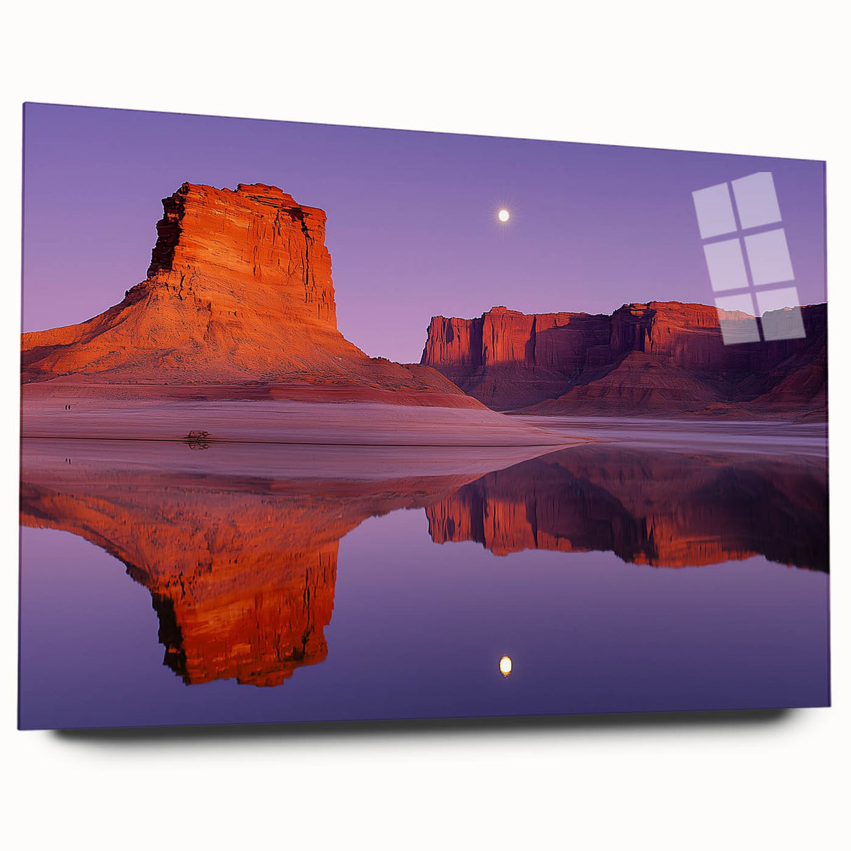 Acrylic glass artwork depicting a stunning cliff landscape in vibrant colors, showcasing intricate details and depth, perfect for modern home decor.