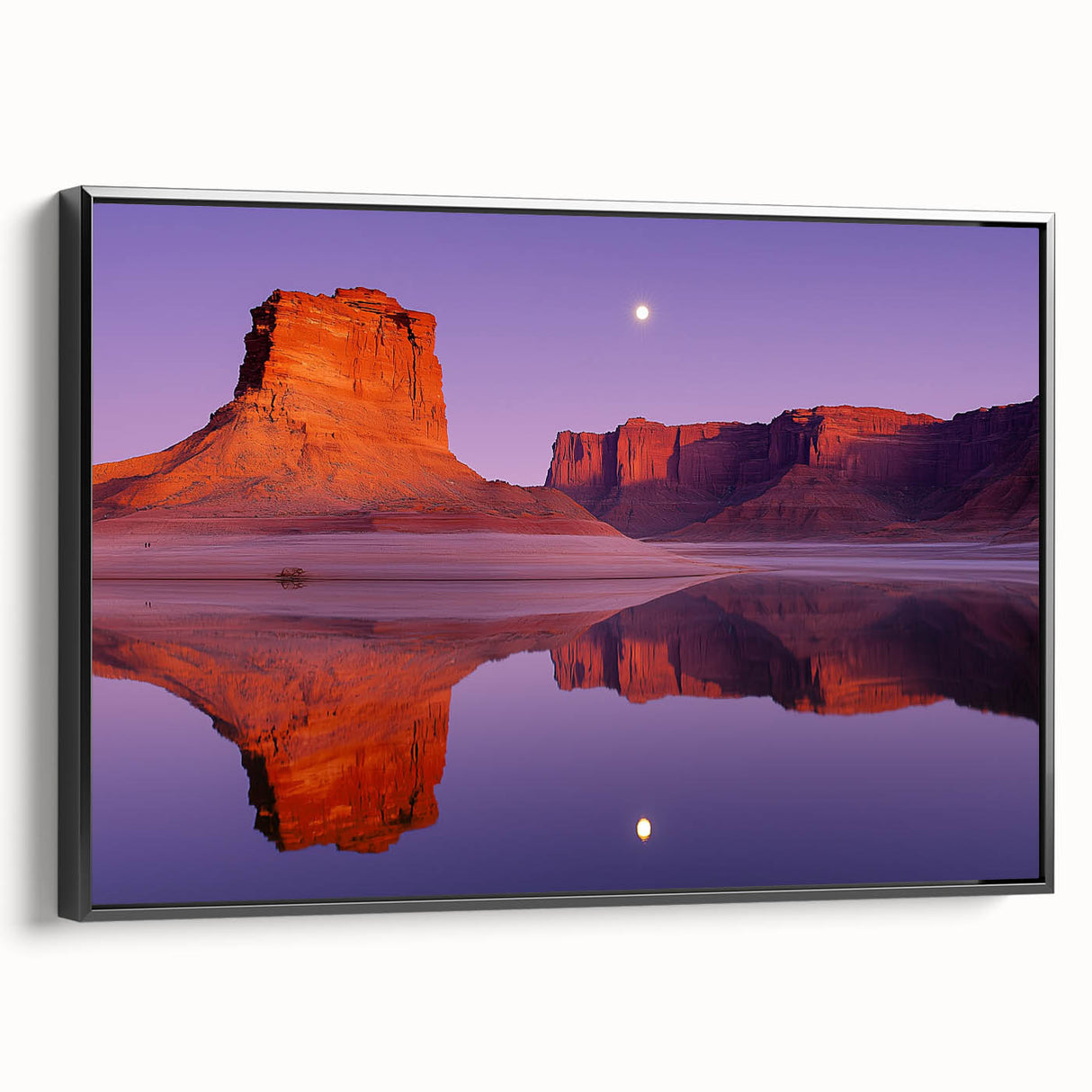 Framed canvas artwork showcasing a stunning landscape of cliffs with a black frame, emphasizing natural beauty and artistic detail, perfect for home decor.