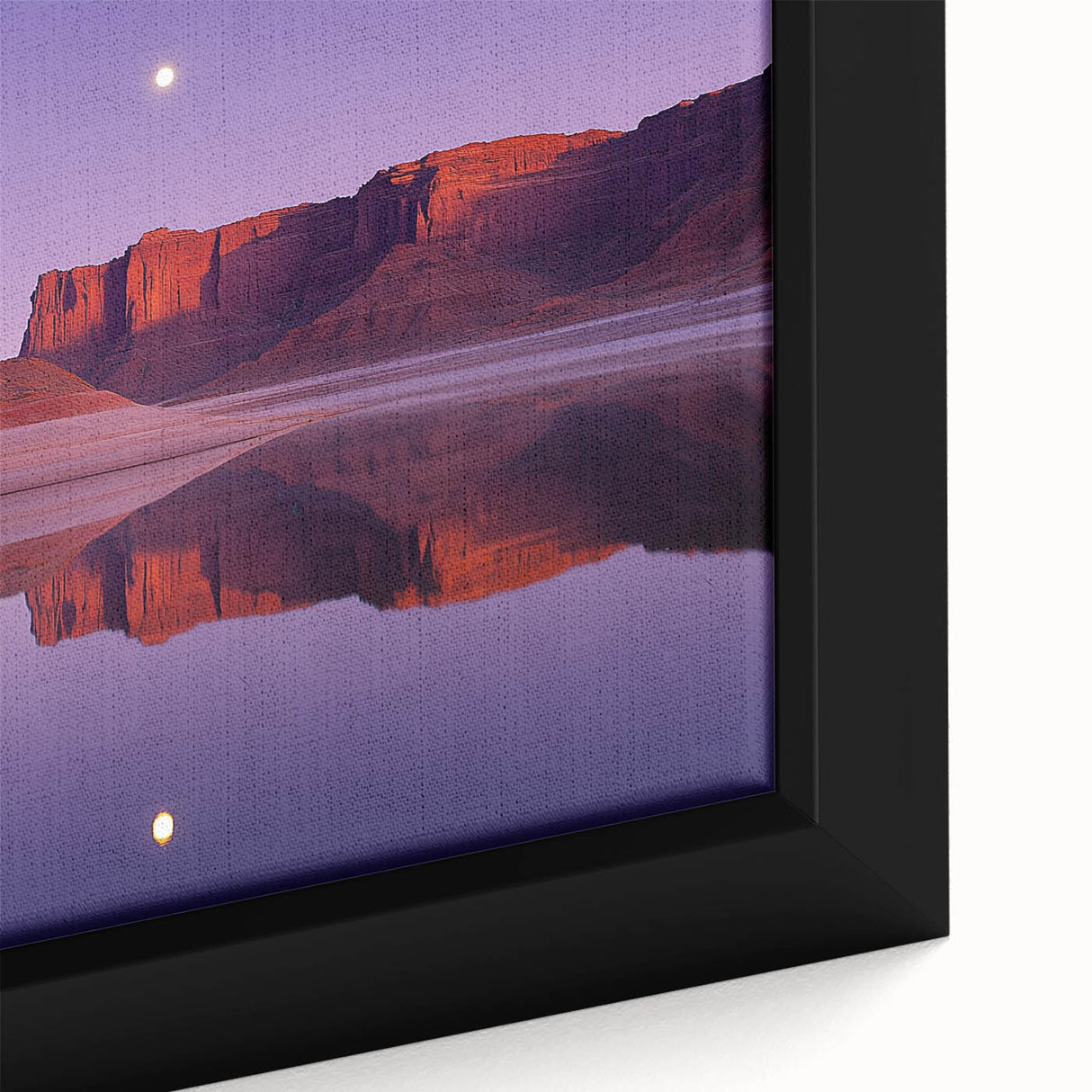 Close-up of a framed canvas artwork depicting dramatic cliffs and landscapes, showcasing vibrant colors and intricate textures, perfect for home decor.