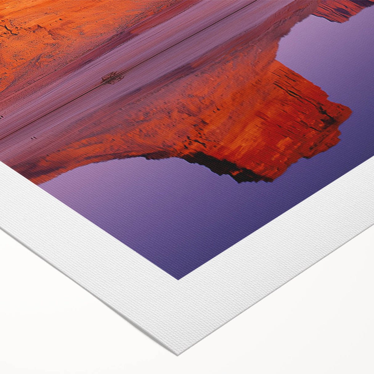 Vibrant rolled canvas artwork depicting dramatic cliffs and landscapes, showcasing rich colors and intricate details, ideal for home decor or art enthusiasts.