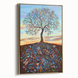 Colorful Whimsical Tree - Vibrant Living Room Wall Art on Canvas