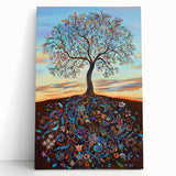 Colorful Whimsical Tree - Vibrant Living Room Wall Art on Canvas