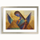 Abstract figurative art frame with a silver mat, showcasing a modern design suitable for contemporary decor. Perfect for enhancing living spaces or galleries.