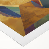 Abstract figurative wall art rolled canvas showcasing vibrant colors and dynamic shapes, perfect for modern home decor. Packaged securely in a durable tube for easy transport.