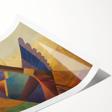 Abstract figurative art print showcasing vibrant colors and fluid shapes, rolled and ready for display, emphasizing contemporary artistic expression in home decor.