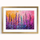 Elegant abstract floral wall art framed in gold, featuring vibrant colors and intricate designs, perfect for enhancing modern home decor.
