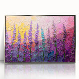 Framed abstract floral wall art in silver acrylic, showcasing vibrant colors and intricate designs, perfect for modern home decor and enhancing living spaces.