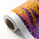 Abstract floral wall art on rolled canvas, showcasing vibrant colors and intricate designs, perfect for modern decor. Packaged securely in a sturdy tube for delivery.