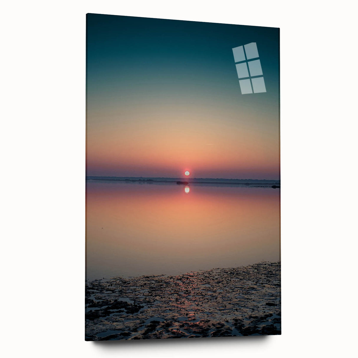 Abstract landscape wall art displayed in acrylic glass, showcasing vibrant colors and intricate patterns, ideal for modern home decor and artistic enhancement.