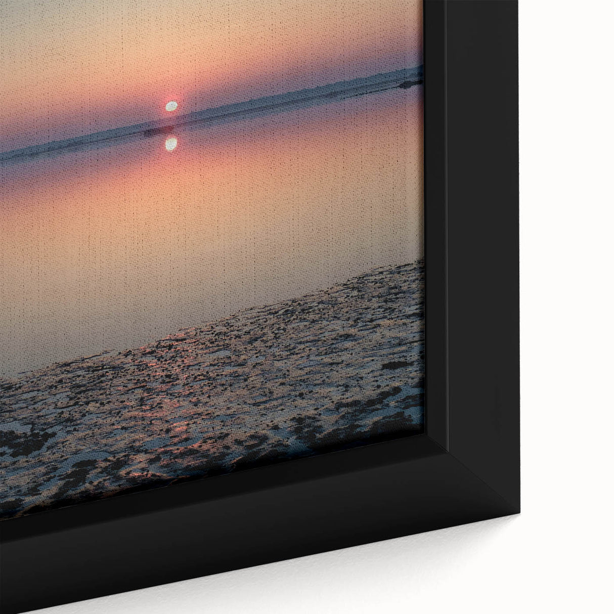 Close-up of a framed abstract landscape wall art piece showcasing vibrant colors and textured details, perfect for modern home decor and interior design accents.