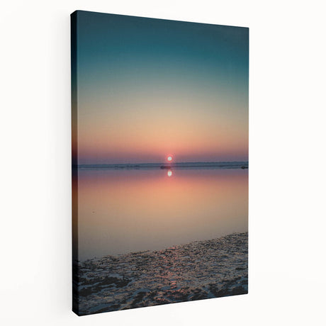 Stretched canvas wall art showcasing an abstract landscape design with vibrant colors and layered textures, ideal for modern home decor. The side view highlights the canvas's depth and quality, perfect for enhancing living spaces or art collections.