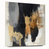 Large Abstract Wall Art – Textured Black, Gold, and Earth Tones