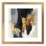 Large Abstract Wall Art – Textured Black, Gold, and Earth Tones