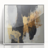 Large Abstract Wall Art – Textured Black, Gold, and Earth Tones
