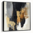 Large Abstract Wall Art – Textured Black, Gold, and Earth Tones