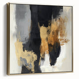 Large Abstract Wall Art – Textured Black, Gold, and Earth Tones