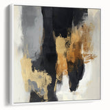 Large Abstract Wall Art – Textured Black, Gold, and Earth Tones