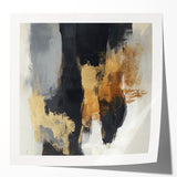 Large Abstract Wall Art – Textured Black, Gold, and Earth Tones