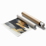 Large Abstract Wall Art – Textured Black, Gold, and Earth Tones