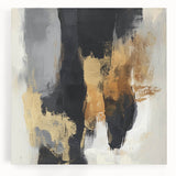 Large Abstract Wall Art – Textured Black, Gold, and Earth Tones