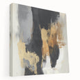 Large Abstract Wall Art – Textured Black, Gold, and Earth Tones
