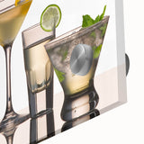 Large abstract wall art in mid-century modernist style, featuring vibrant colors on acrylic glass.