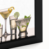 Extra large black wall art featuring colorful, textured food and drink motifs on a framed canvas.