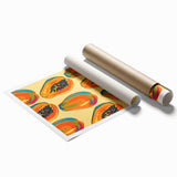 Extra large rolled print featuring a variety of fruits in vibrant colors, ideal for classy bathroom wall art.