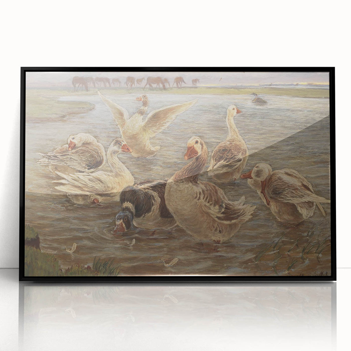 Geese on Saltholm by Philipsen: Rustic Impressionist Wildlife Wall Art