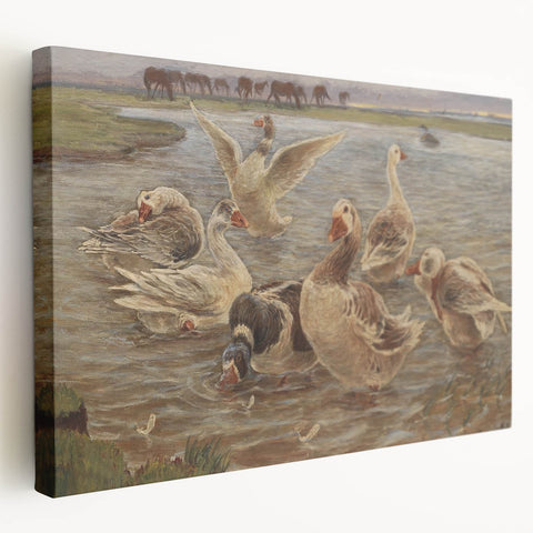 Geese on Saltholm by Philipsen: Rustic Impressionist Wildlife Wall Art