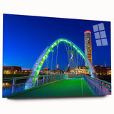 Acrylic glass landscape bridge design viewed from the side, showcasing intricate details and a sleek finish, ideal for contemporary home decor.
