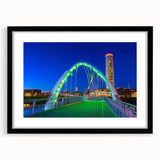 Black landscape bridge frame with a mat, showcasing a sleek front view, ideal for enhancing art displays or photographs. Perfect for modern home decor.