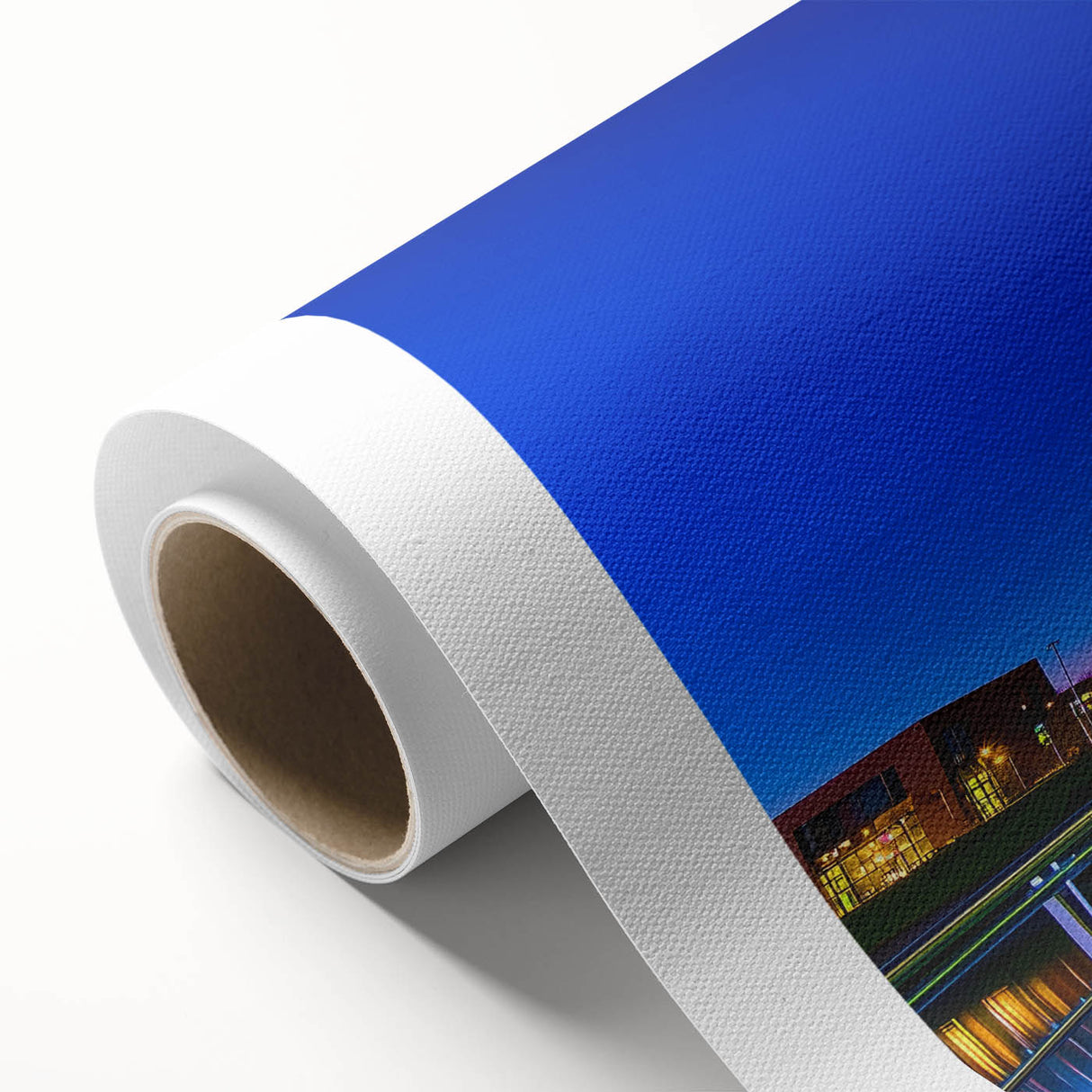 Landscape bridge artwork on rolled canvas, showcasing vibrant colors and intricate details, ideal for home decor enthusiasts, packaged securely in a protective tube.