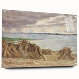 Coastal Farmland Scene - Modern Wall Art of Rural Seaside Landscape