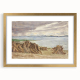 Coastal Farmland Scene - Modern Wall Art of Rural Seaside Landscape