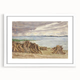 Coastal Farmland Scene - Modern Wall Art of Rural Seaside Landscape