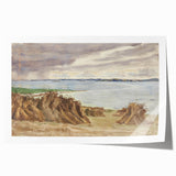 Coastal Farmland Scene - Modern Wall Art of Rural Seaside Landscape