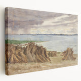 Coastal Farmland Scene - Modern Wall Art of Rural Seaside Landscape