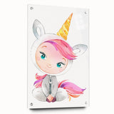 Personalized Kids Art – Cute Unicorn Girl Illustration Wall Print