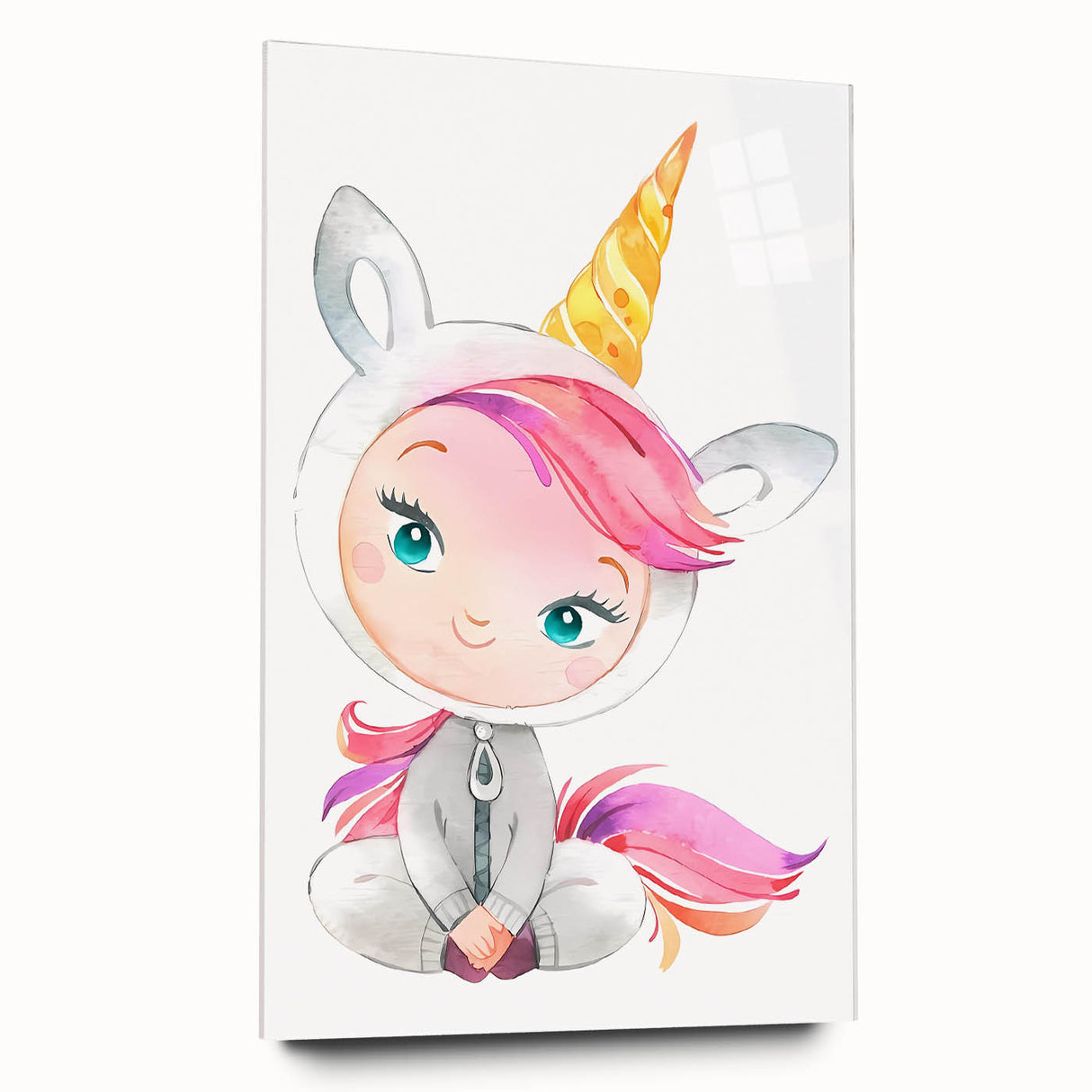 Personalized Kids Art – Cute Unicorn Girl Illustration Wall Print